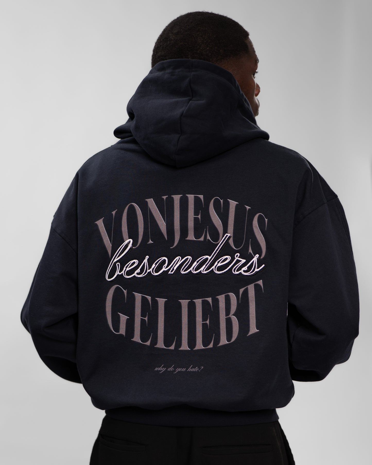 BESONDERS GELIEBT OVERSIZED BOXED FIT HOODIE DARK BLUE (UNISEX)