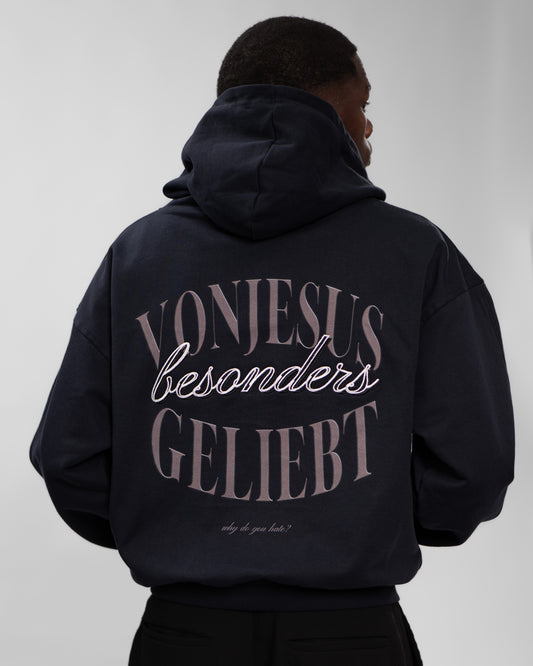 BESONDERS GELIEBT OVERSIZED BOXED FIT HOODIE DARK BLUE (UNISEX)