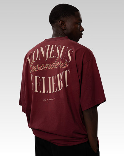 BESONDERS GELIEBT OVERSIZED T-SHIRT BURGUNDY & BLACK (UNISEX)