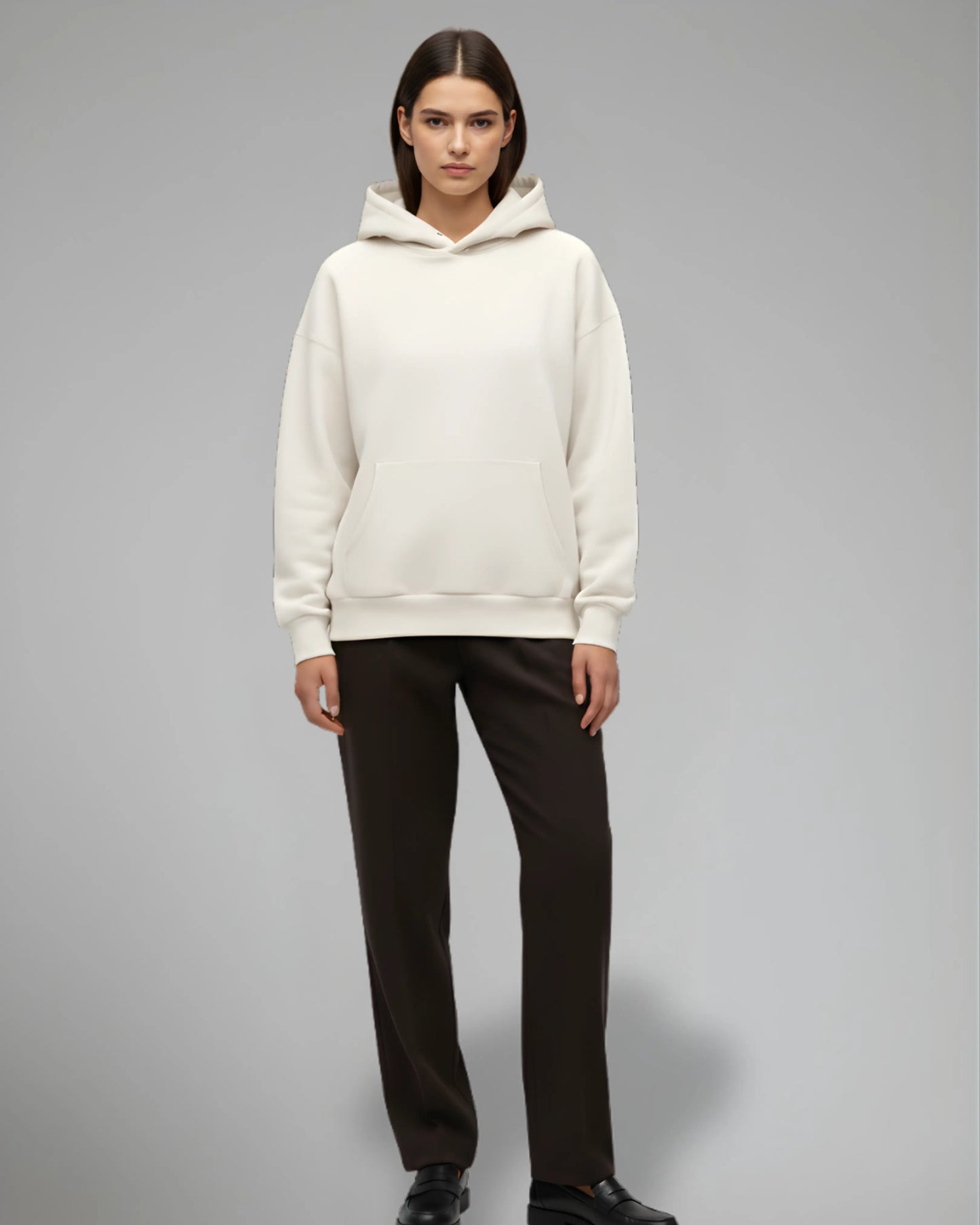 BESONDERS GELIEBT OVERSIZED CROPPED FIT HOODIE BEIGE (UNISEX)