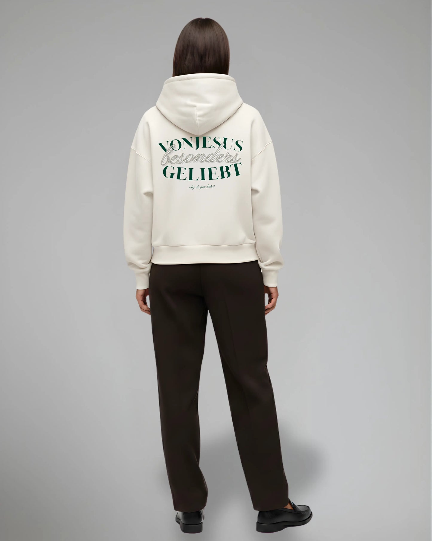 BESONDERS GELIEBT OVERSIZED CROPPED FIT HOODIE BEIGE (UNISEX)