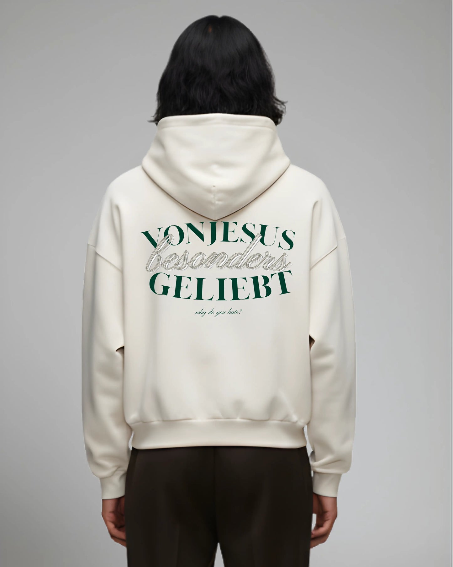 BESONDERS GELIEBT OVERSIZED CROPPED FIT HOODIE BEIGE (UNISEX)