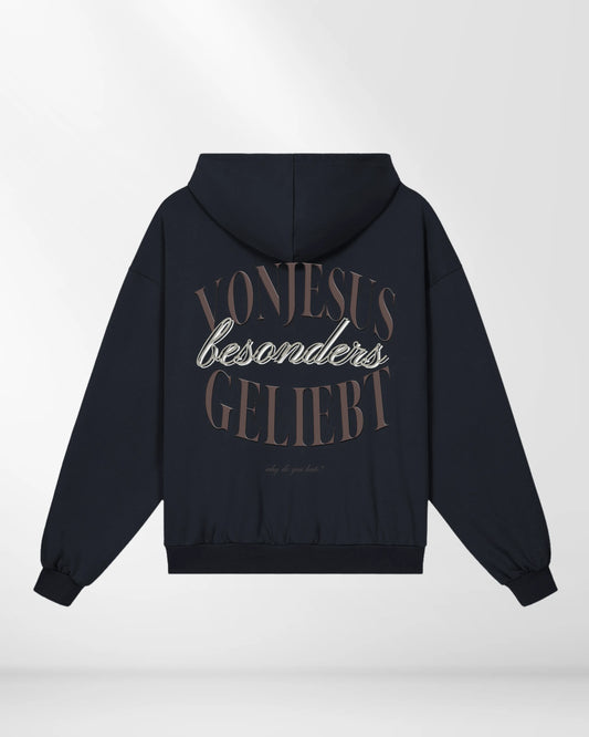 BESONDERS GELIEBT OVERSIZED BOXED FIT HOODIE DARK BLUE (UNISEX)