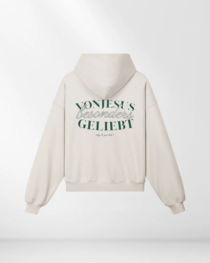 BESONDERS GELIEBT OVERSIZED CROPPED FIT HOODIE BEIGE (UNISEX)