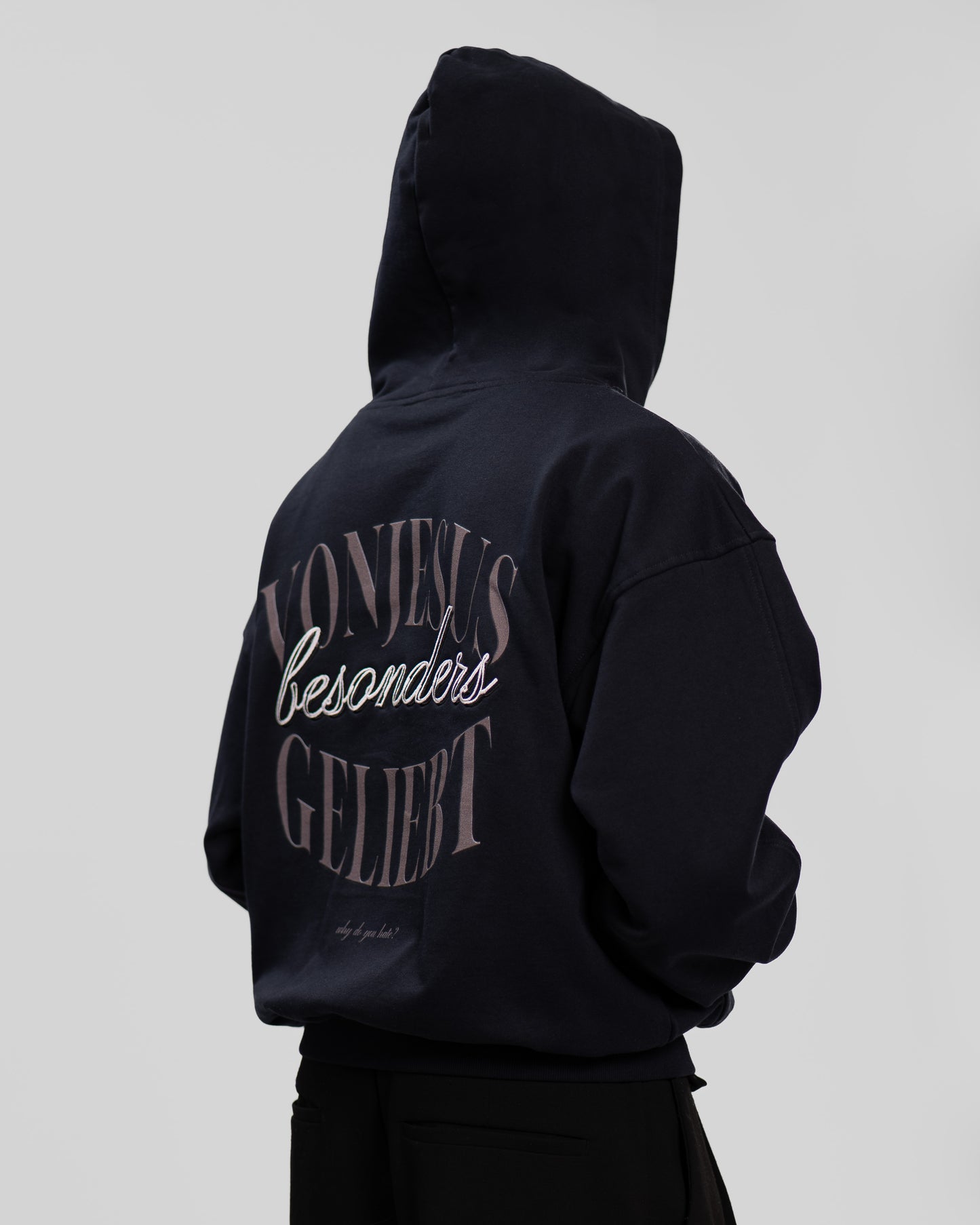 BESONDERS GELIEBT OVERSIZED BOXED FIT HOODIE DARK BLUE (UNISEX)