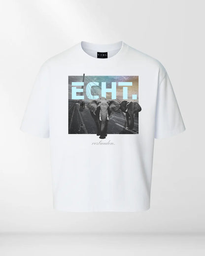 „ECHT“ BOXED FIT T-SHIRT WEISS (UNISEX)